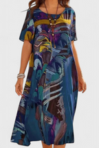 Lidia Vestido Transpirable con Estampado Moderno