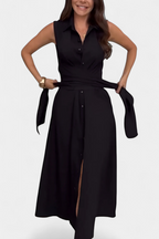 Meryl Vestido Camisero con Botones y Lazo Ajustable