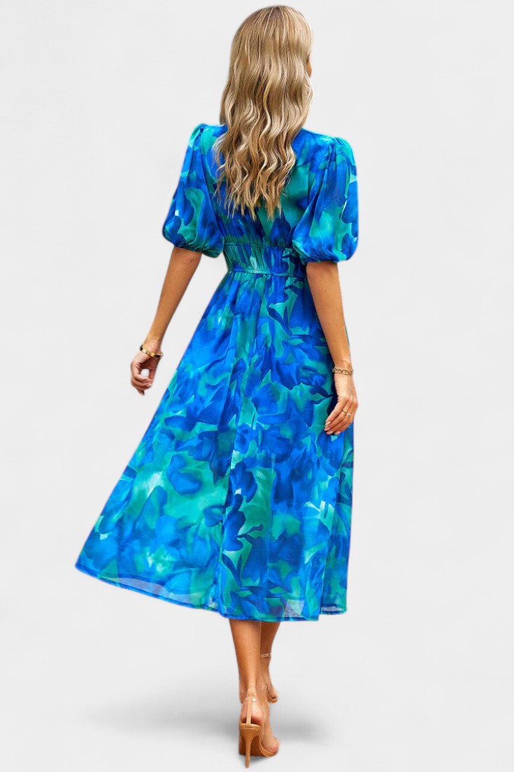 Georgina Vestido Midi Floral con Escote en V