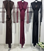 Taylor Velvet | Vestido Maxi con Manga de Tul y Espalda Descubierta