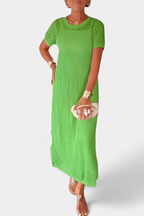 Balbina Vestido de Dos Piezas con Cuello Barco y Detalles Huecos
