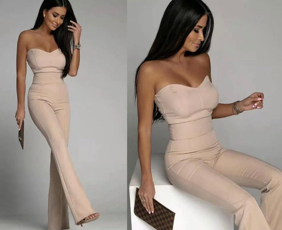 Milly Strapless | Mono Maxi con Corpiño Bustier y Pernera Ancha