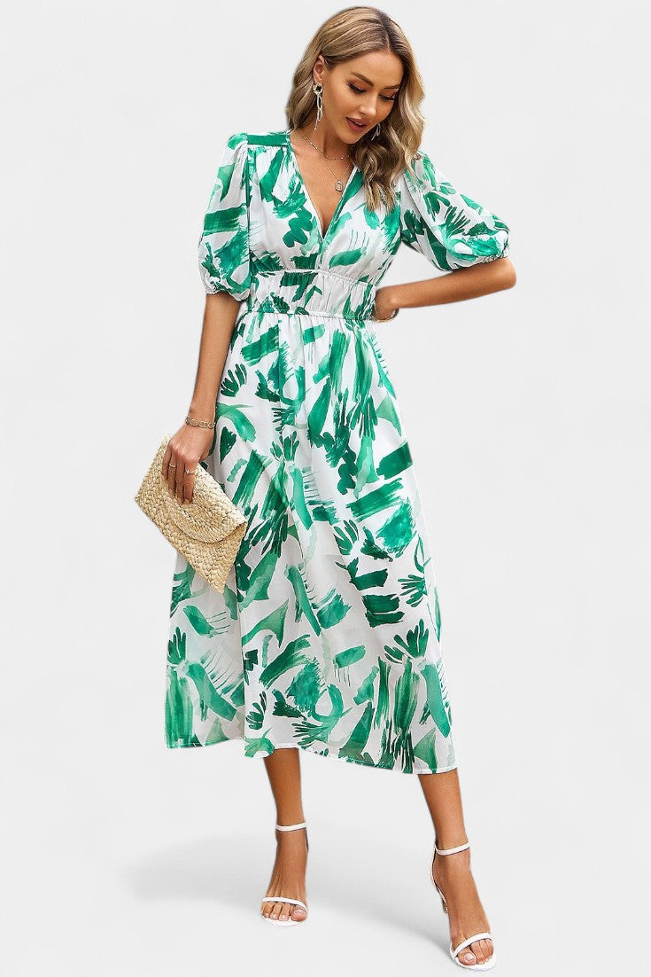 Georgina Vestido Midi Floral con Escote en V