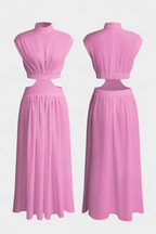 Jocelyn Conjunto Largo Minimalista con Escote Alto y Abertura Lateral
