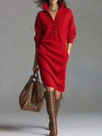 Lorena - Vestido de punto con cuello y botones