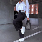 Camisa y Pantalón de traje holgado de moda para mujer (CONJUNTO)