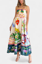 Arlene Vestido Midi de Mezcla de Lino Impreso