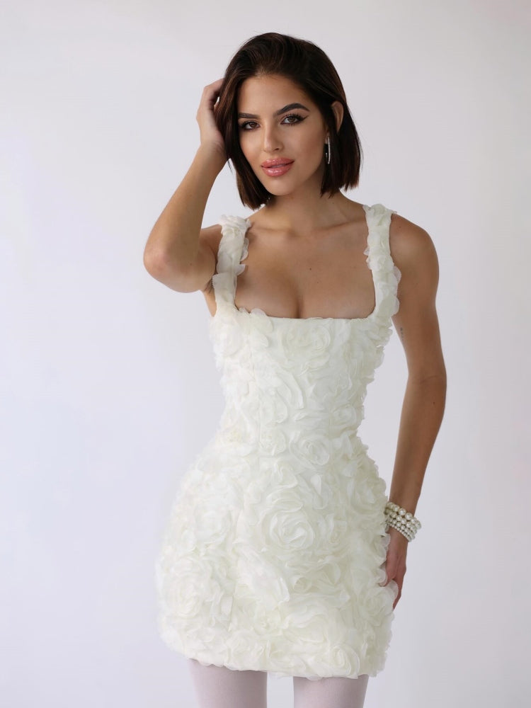 JENNIFER | Vestido Mini Corset con Flores Bordadas