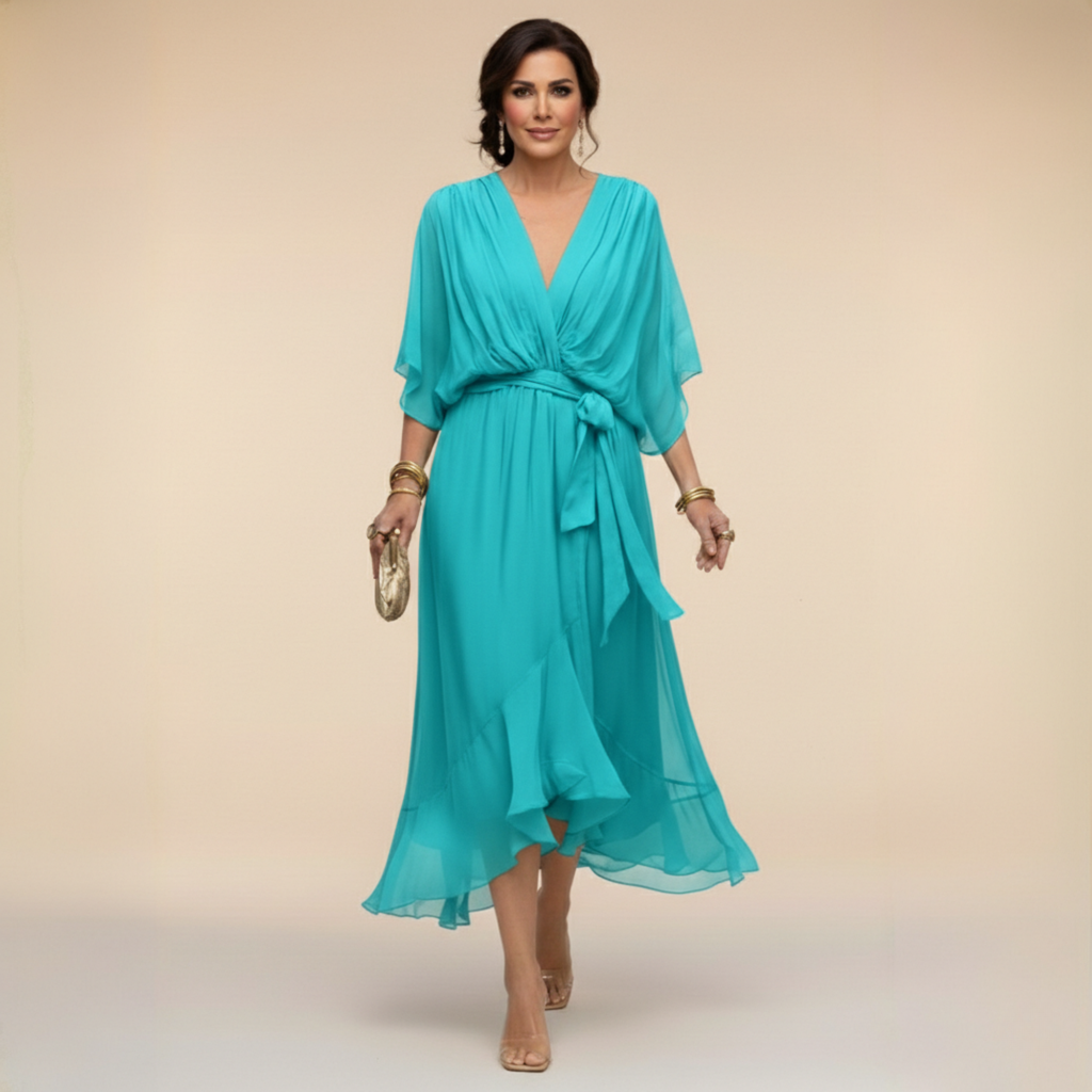 Carmen - Vestido de chiffon con escote en V