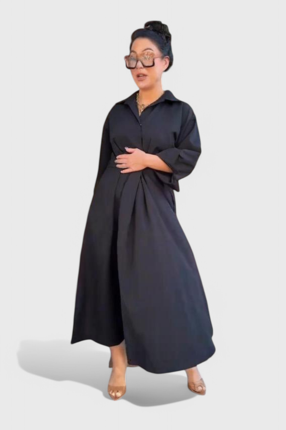 Celina Vestido Largo Maxi con Solapa
