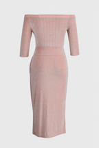 Alexa Vestido Maxi con Hombros Descubiertos y Abertura Sutil