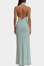 Trinity Vestido Halter Ajustado con Fruncido y Espalda Descubierta