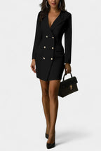 Heidi Vestido Blazer de Doble Botonadura con Corte Estructurado