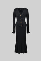 Prudence Conjunto de Vestido Midi de Punto Refinado y Top con Botones