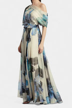 Sanaa Vestido Asimétrico de Un Hombro con Estampado Floral Abstracto