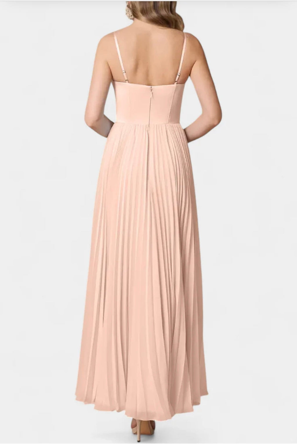 Ottilie Vestido de Chiffon Plisado con Corsé Esculpido y Escote Corazón