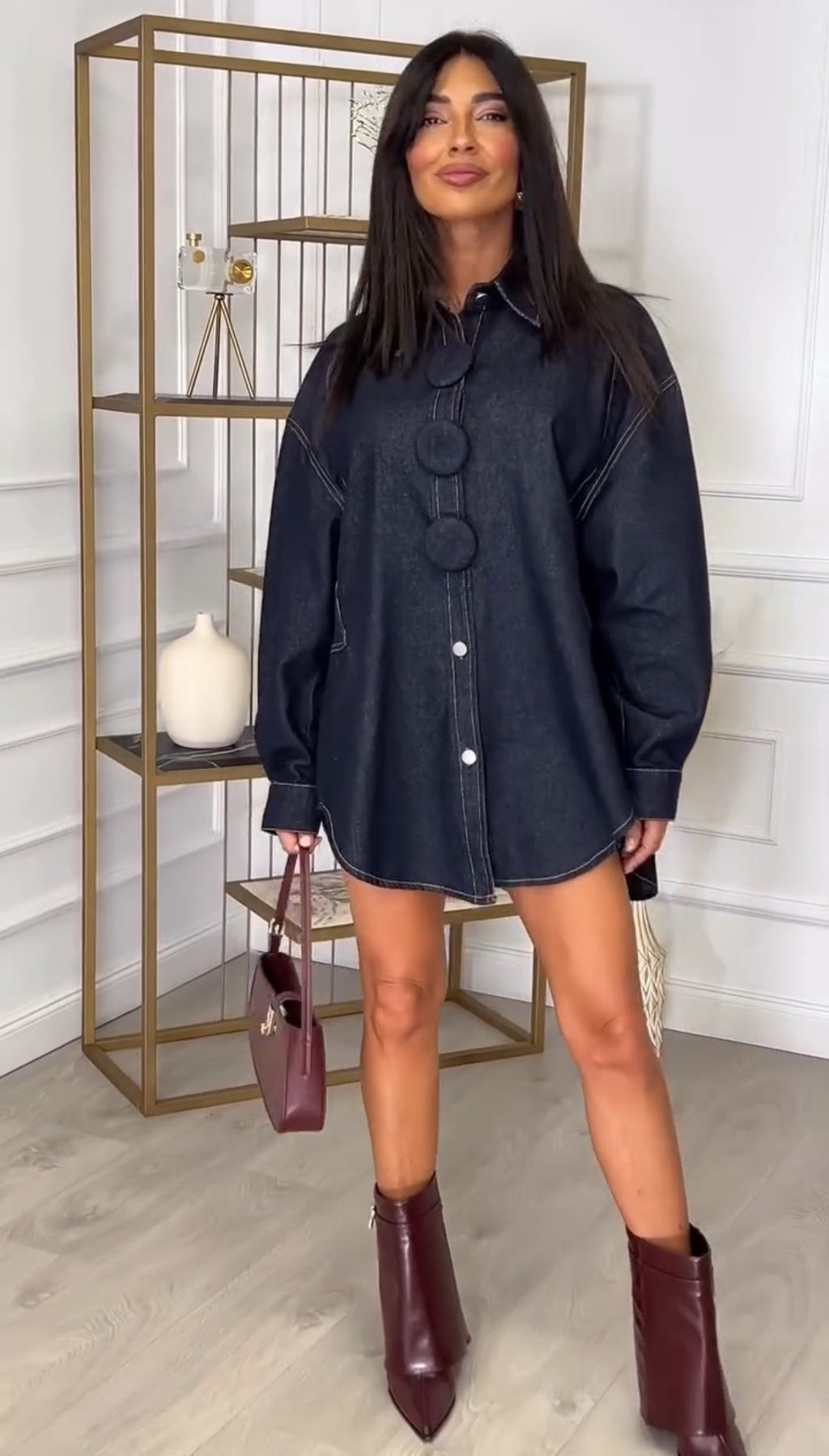 Denim | Vestido Camisero Efecto Vaquero Oversize