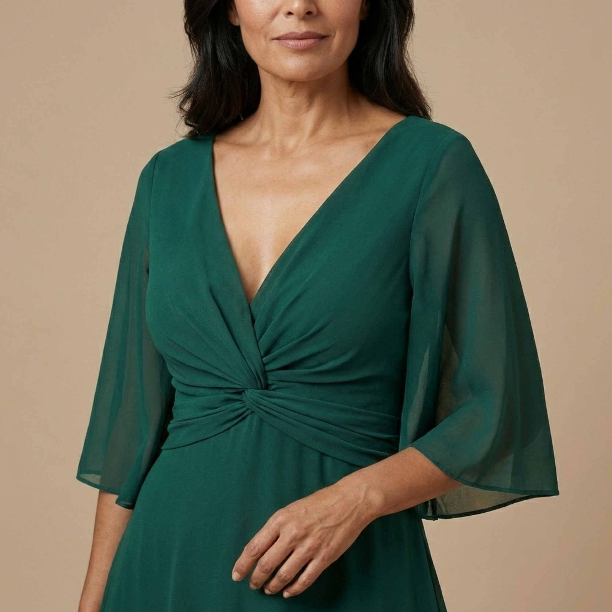 Ana - Vestido de chiffon con escote en V