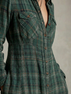 Rosa - Vestido Camisero de Cuadros Esmeralda