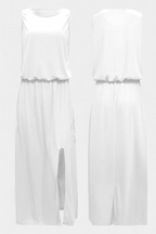 Dianne Vestido Sin Mangas con Abertura Lateral y Silueta Holgada