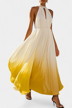 Starla Vestido Maxi Halter Plisado con Detalles de Perlas