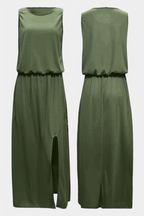 Dianne Vestido Sin Mangas con Abertura Lateral y Silueta Holgada