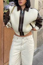 Chaqueta de Punto con Bloques de Color