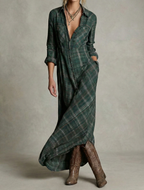 Rosa - Vestido Camisero de Cuadros Esmeralda