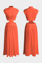 Jocelyn Conjunto Largo Minimalista con Escote Alto y Abertura Lateral
