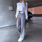 Camisa y Pantalón de traje holgado de moda para mujer (CONJUNTO)