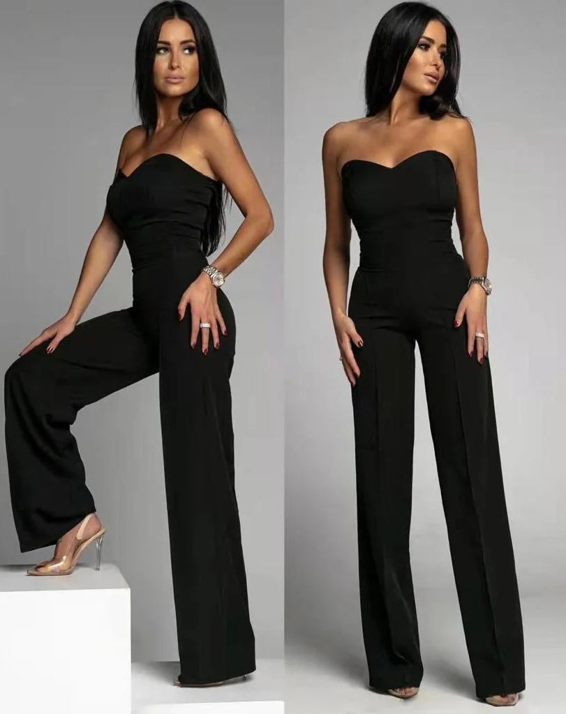 Milly Strapless | Mono Maxi con Corpiño Bustier y Pernera Ancha