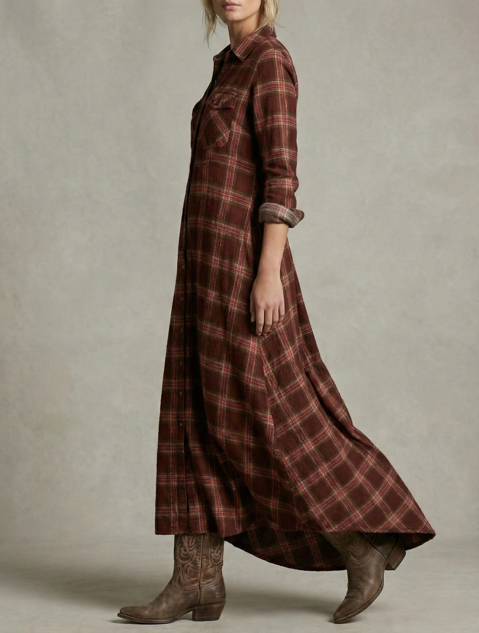 Rosa - Vestido Camisero de Cuadros Esmeralda
