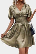 Adalee Vestido de Dama con Escote en V y Cintura Cruzada