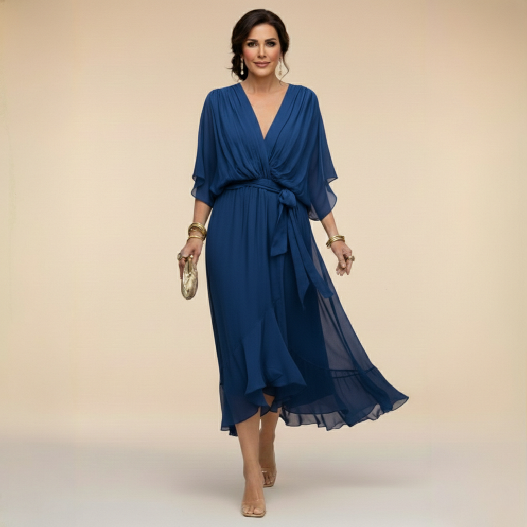 Carmen - Vestido de chiffon con escote en V