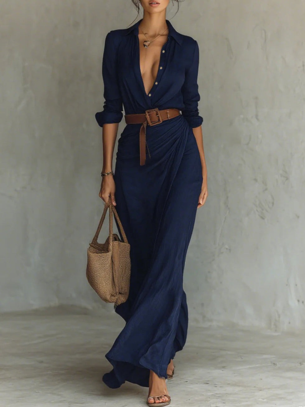 Helena | Vestido Largo de Mangas Largas Élégance