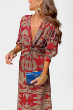 Elara Vestido Maxi con Escote en V y Nudo Frontal