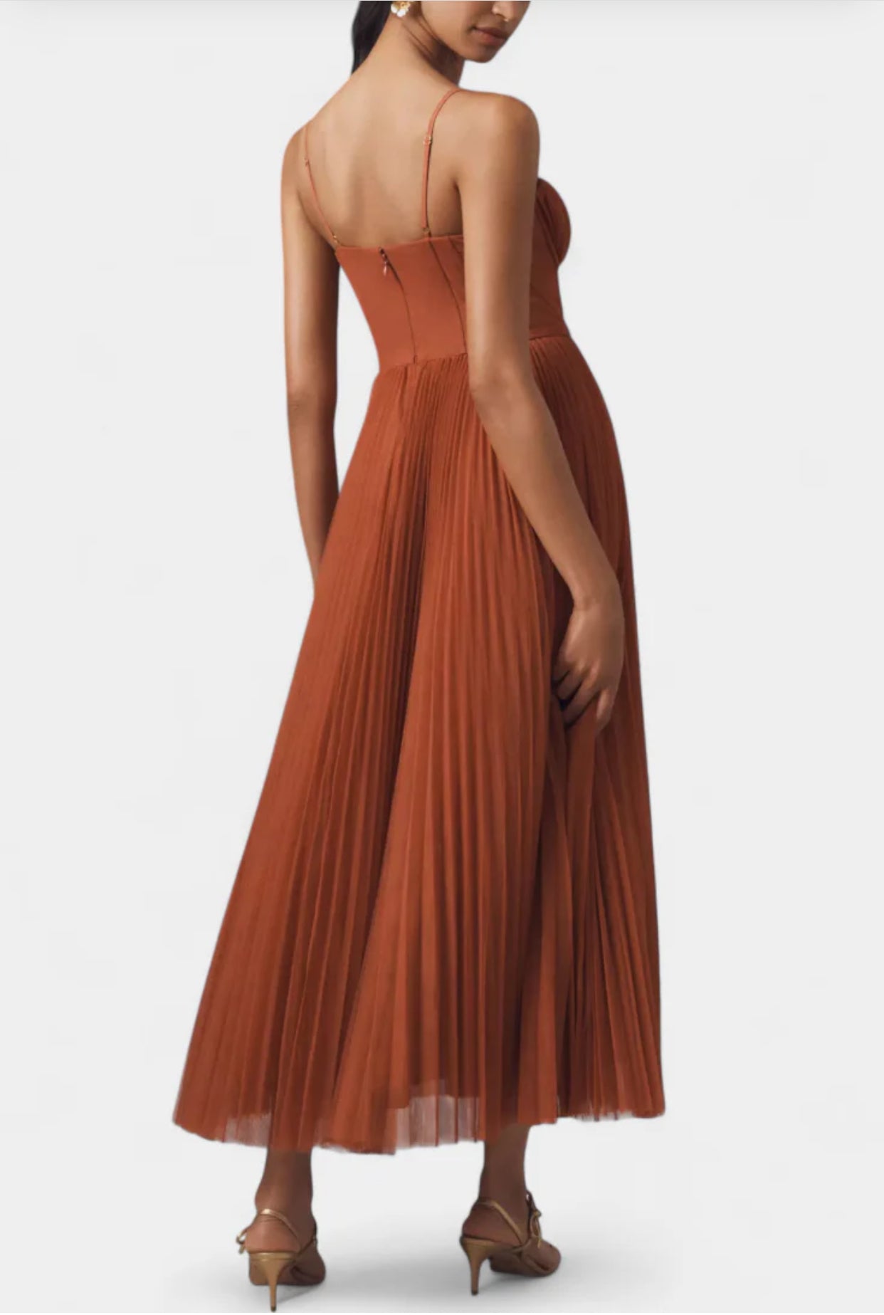 Ottilie Vestido de Chiffon Plisado con Corsé Esculpido y Escote Corazón