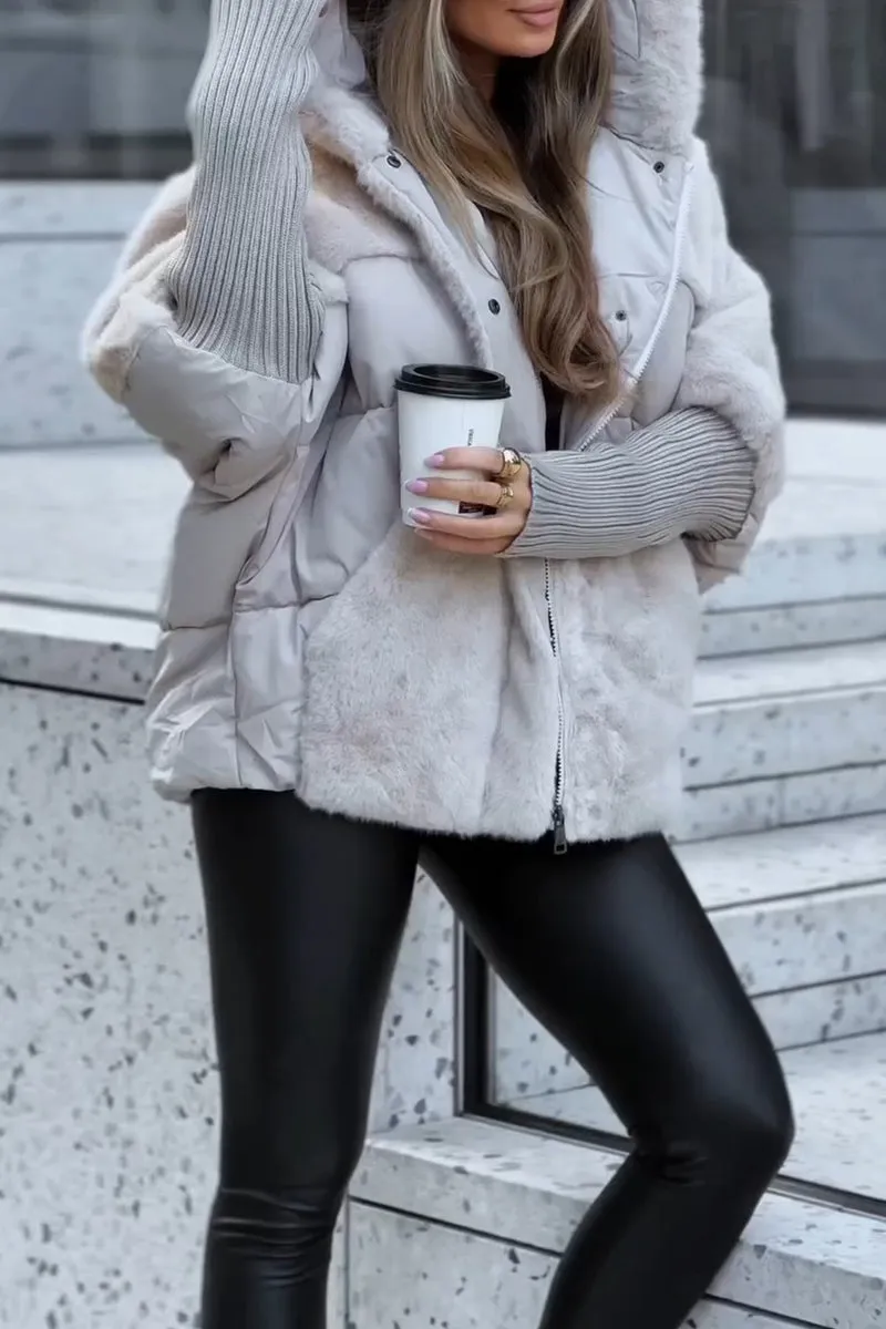 Chaqueta Bomber con Capucha para Mujer