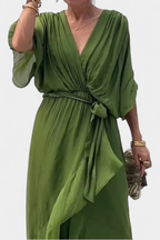 Luisa Vestido Largo con Escote en V y Corte Flowy