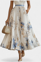 Elise Vestido Midi Sin Mangas con Estampado Floral y Plisado