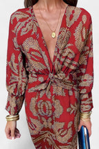Elara Vestido Maxi con Escote en V y Nudo Frontal