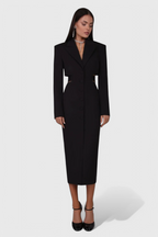 Bernice Vestido Blazer Midi con Corte y Espalda Descubierta