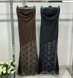 Serena Lace | Vestido Maxi Bandeau con Falda de Encaje Asimétrica