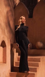 Taylor Velvet | Vestido Maxi con Manga de Tul y Espalda Descubierta