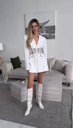 Blanche Bustier | Vestido Blazer Blanco con Corsé Transparente