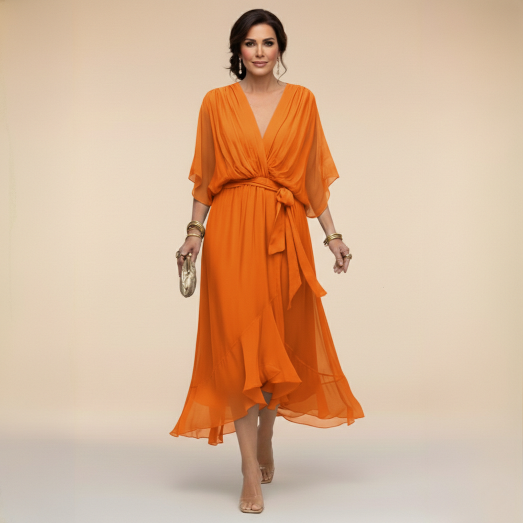 Carmen - Vestido de chiffon con escote en V