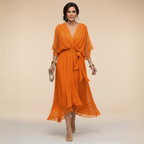 Carmen - Vestido de chiffon con escote en V