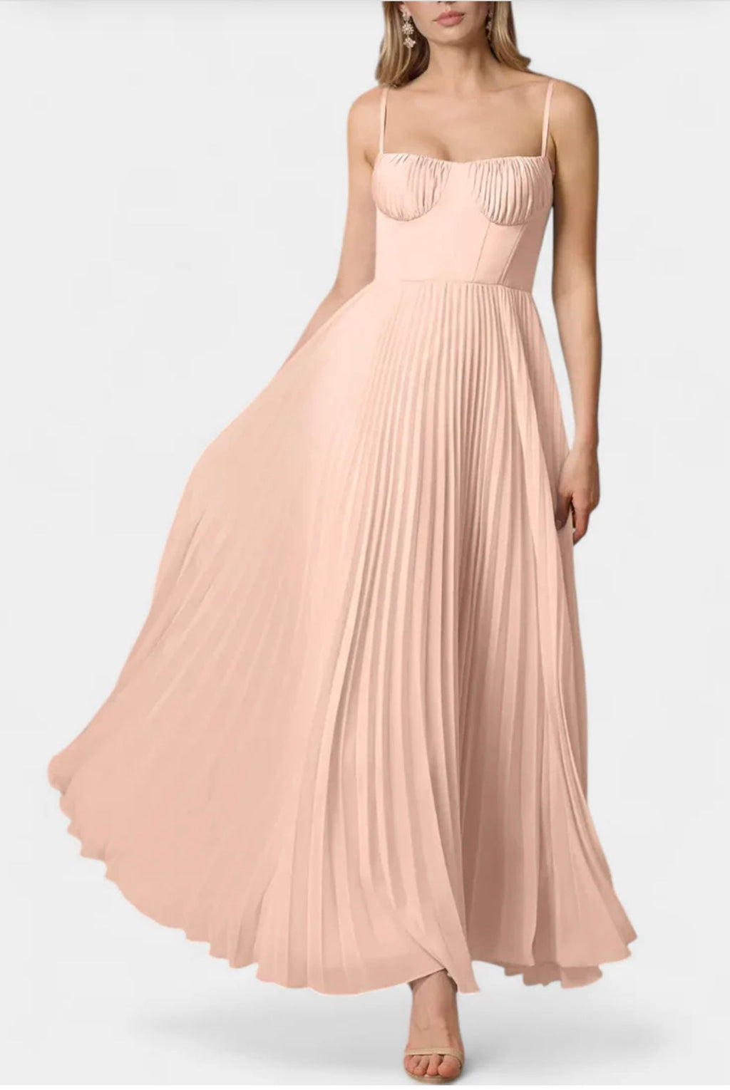 Ottilie Vestido de Chiffon Plisado con Corsé Esculpido y Escote Corazón