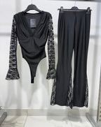 Sevilla Lace | Conjunto Body y Pantalón Campana con Detalle de Encaje