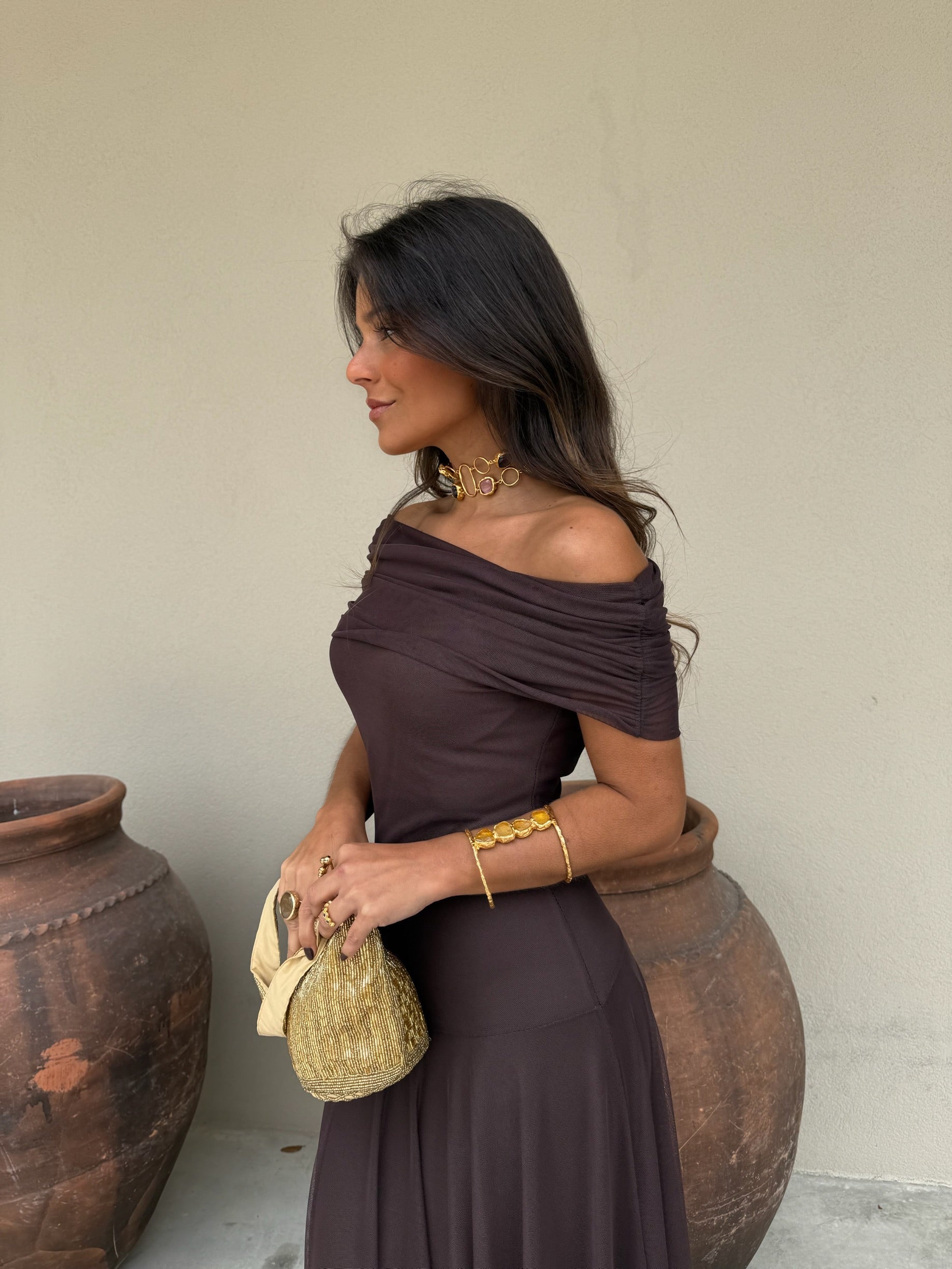Vestido Toledo en color marrón - Envío desde el 04/05 hasta el 08/05